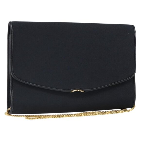 Authentic GUCCI Chain Shoulder Bag Nylon Black Gold